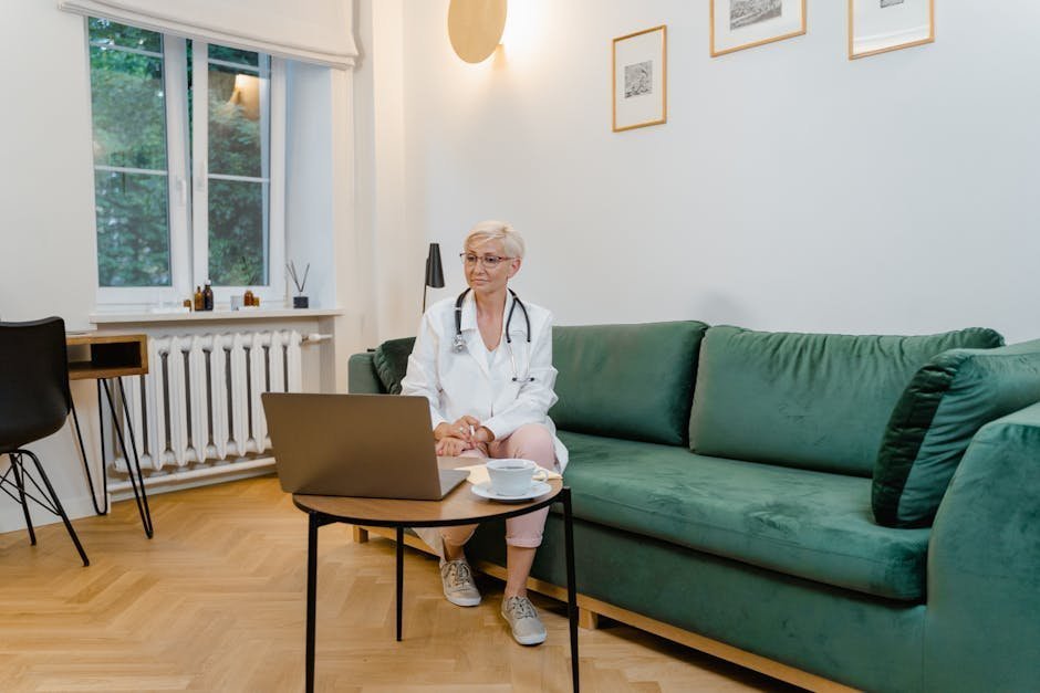 Person in home office during telehealth therapy session