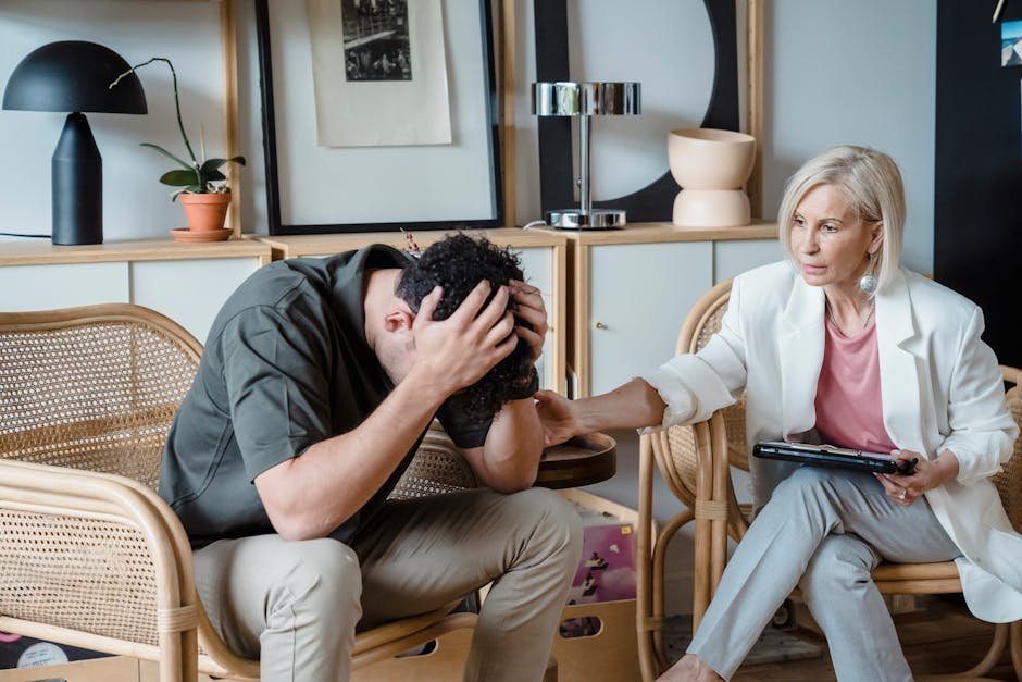 Therapist and patient in long-term psychodynamic therapy session in personality disorders specialty clinic