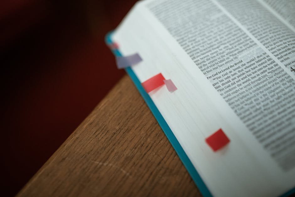 A worn Bible and a clinical-looking notebook side by side on a wooden desk near a window, suggesting integration of faith and professional care